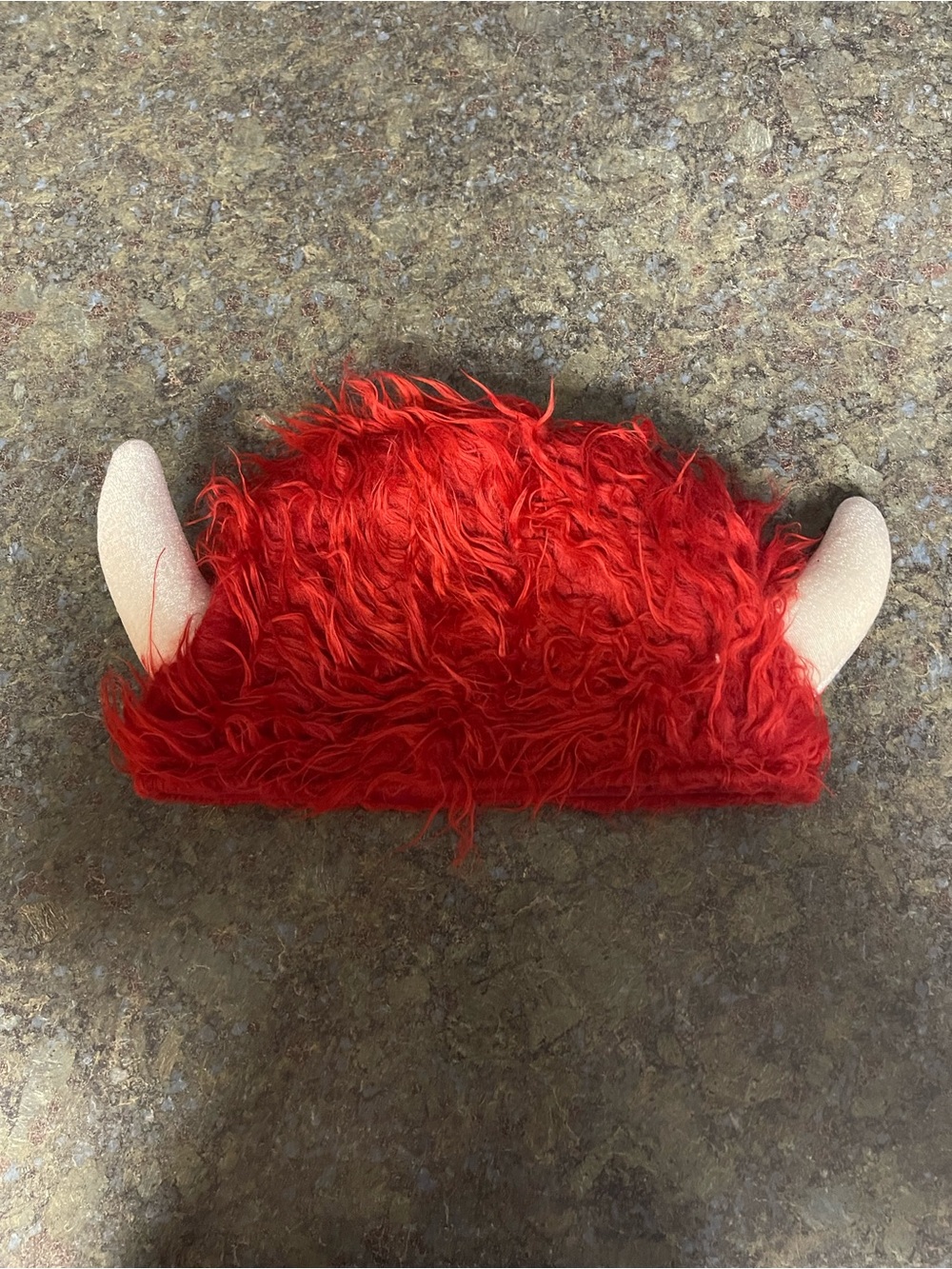 Kids Red Fuzzy Monster Horn Beanie - Brand Unspecified